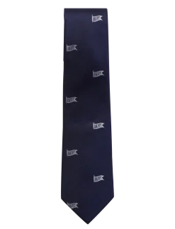 Allover Navy AN IVY Flag Silk Tie - Slips