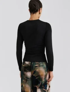 Amela Embellished Long Sleeve Jersey Top - Langærmede toppe