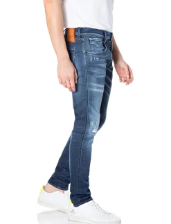 ANBASS SLIM Hyperflex Re-Used XLite Sustainable DENIM Trousers DARK BLUE - Slim jeans