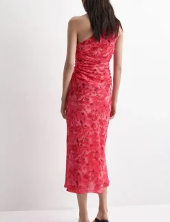 Asymmetrical floral-print dress - Midi kjoler