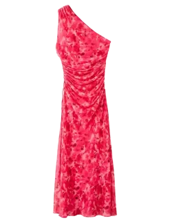 Asymmetrical floral-print dress - Midi kjoler