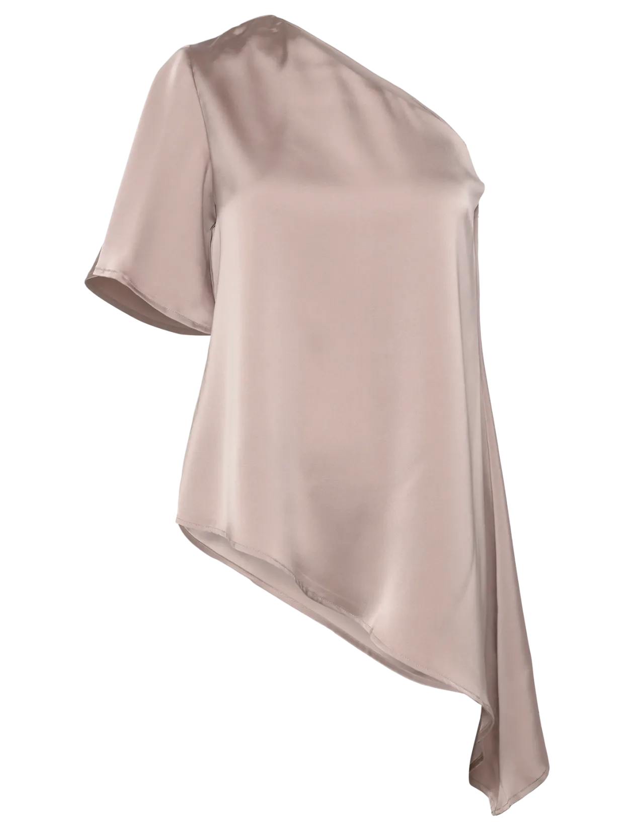 Asymmetric Satin Blouse - Kortærmede bluser