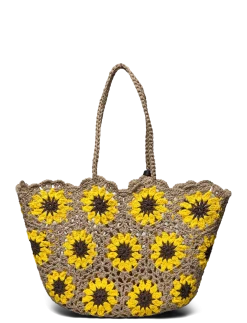 Basket Sunflower Crochet - Tote Bags