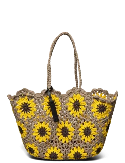 Basket Sunflower Crochet - Tote Bags