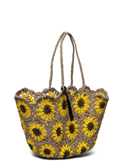 Basket Sunflower Crochet - Tote Bags