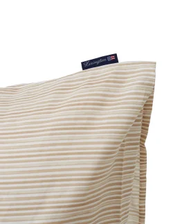 Beige Striped Organic Cotton Sateen Pillowcase - Pudebetræk