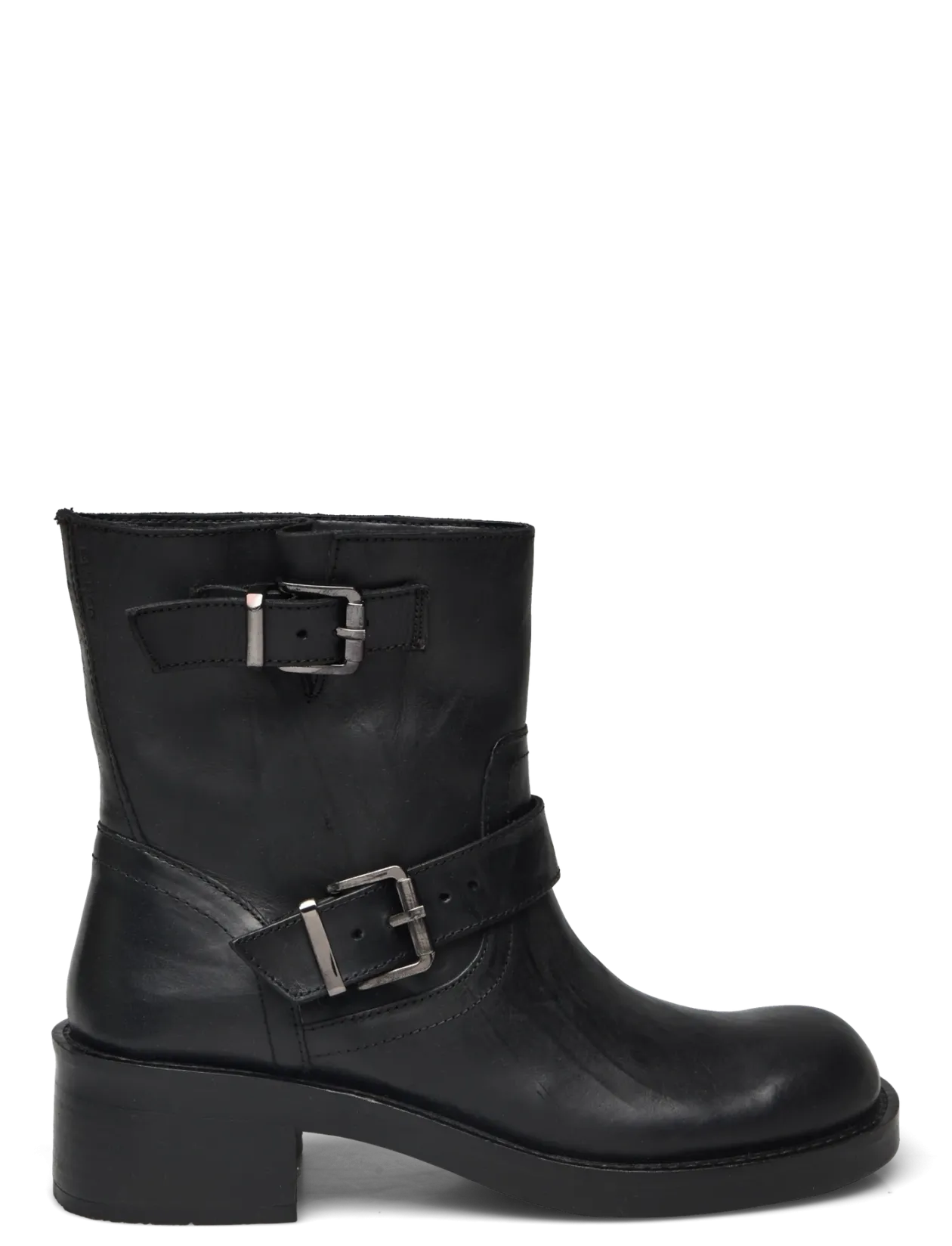 BIAHARPER Mid Calf Biker Boot Pull Up Leather - Ankelstøvler med hæl