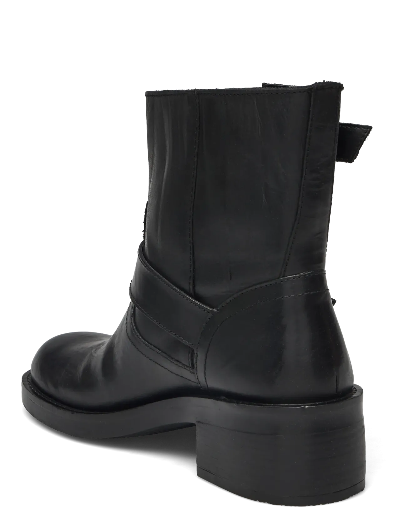 BIAHARPER Mid Calf Biker Boot Pull Up Leather - Ankelstøvler med hæl