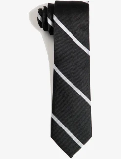 Black White League Silk Tie - Slips