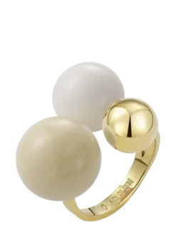 Brea Enamel Large Ring Ivory/White/Gold - Ringe
