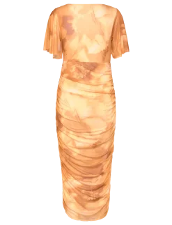 Butterfly Sleeve Mesh Ankle Dress - Maxikjoler