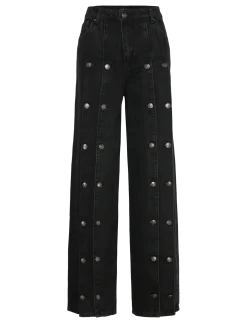 BUTTON DETAIL WIDE JEANS - Brede jeans