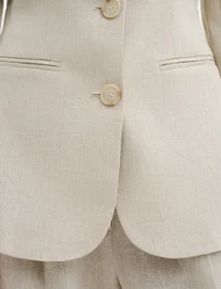 Carol Fitted Round Neck Linen Blazer - Enkeltradede blazere