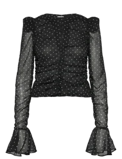CHIFFON RUCHED LS TOP - Langærmede bluser