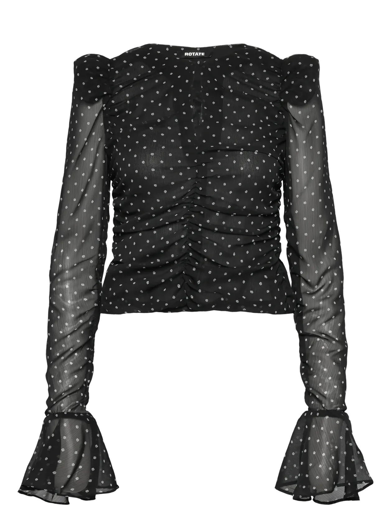 CHIFFON RUCHED LS TOP - Langærmede bluser