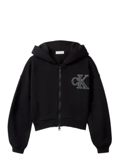 CK LOGO TERRY ZIP THROUGH - Hættetrøjer