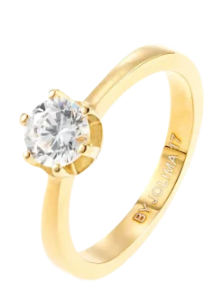 Classic solitaire stone ring steel - Ringe