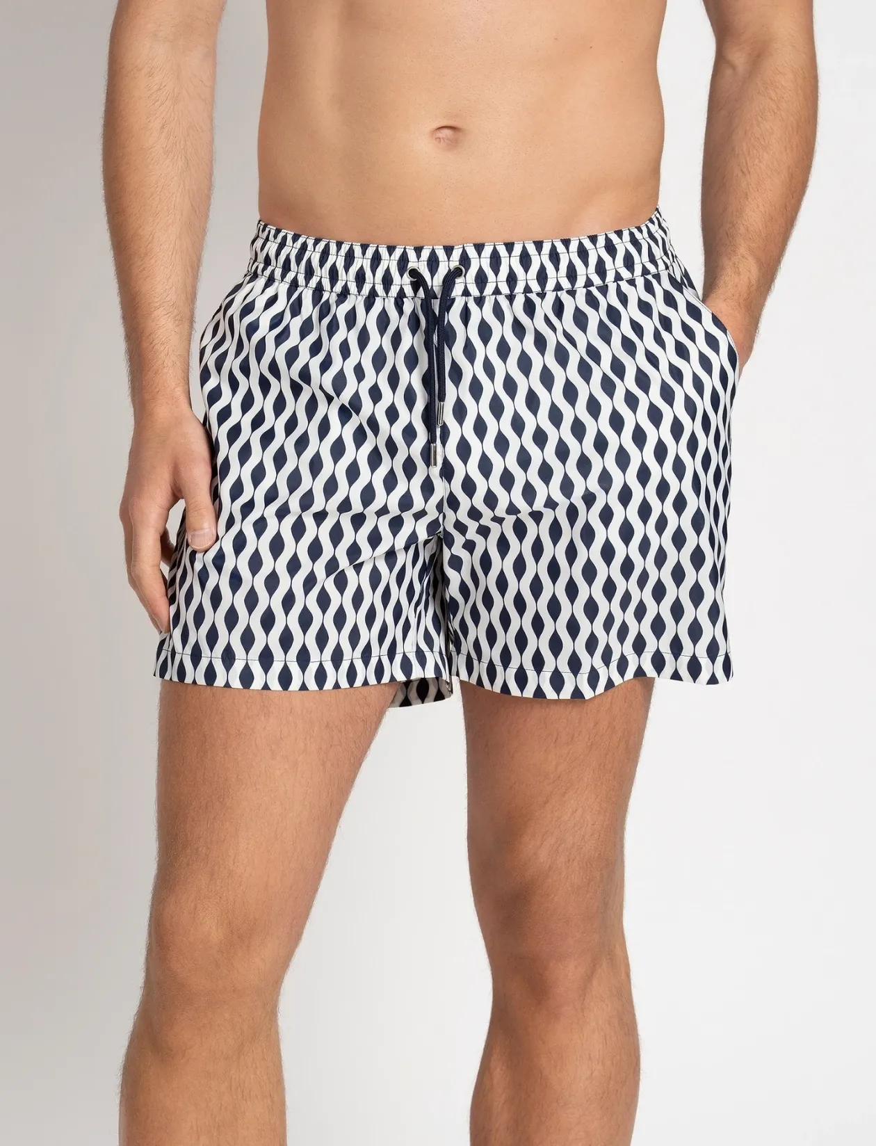 Classic Swim Shorts Navy Waves - Badebukser