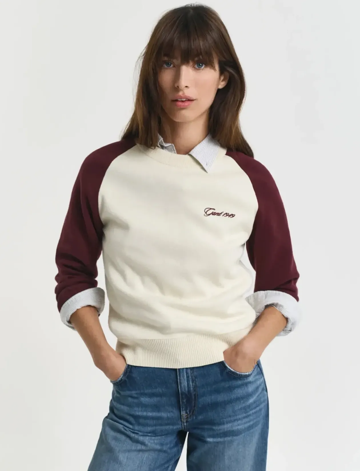 COLOR BLOCKED COTTON C-NECK - Sweatshirts