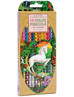 12 Colour Pencils - Double Sided Neon Metallic - Unicorn Garden - Farveblyanter