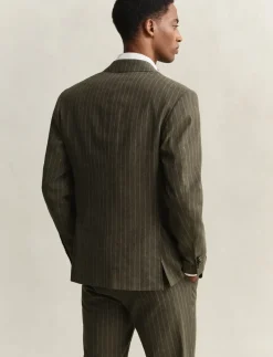 COT/LINEN PINSTRIPE SUIT JACKET - Enkeltradede blazere
