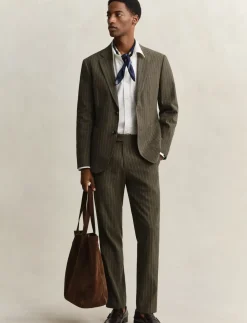 COT/LINEN PINSTRIPE SUIT JACKET - Enkeltradede blazere