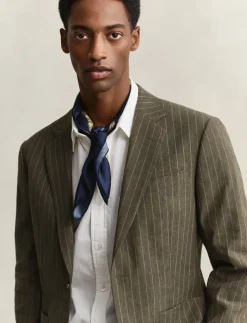 COT/LINEN PINSTRIPE SUIT JACKET - Enkeltradede blazere