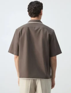 Cotton-linen blend camp collar shirt - Kortærmede