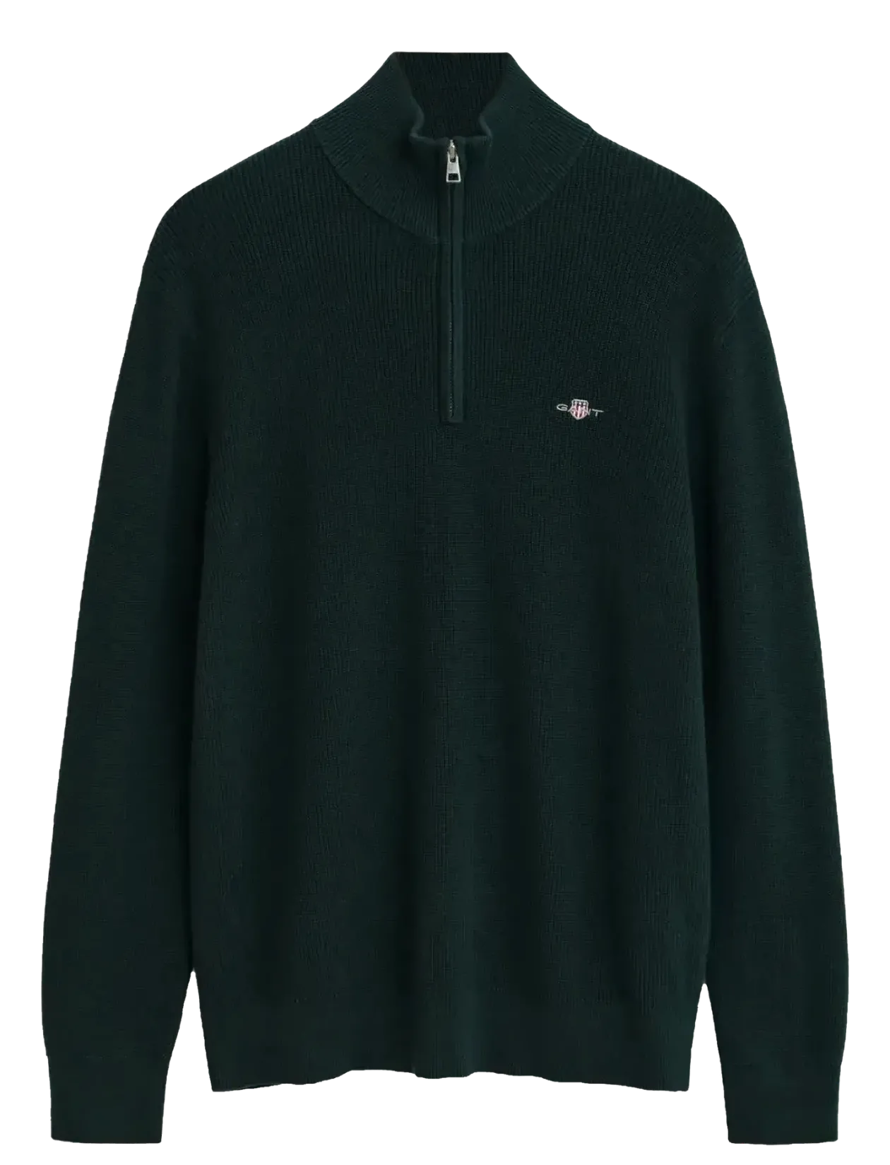 COTTON MERINO RIBBED HALF ZIP - Strik