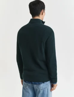 COTTON MERINO RIBBED HALF ZIP - Strik