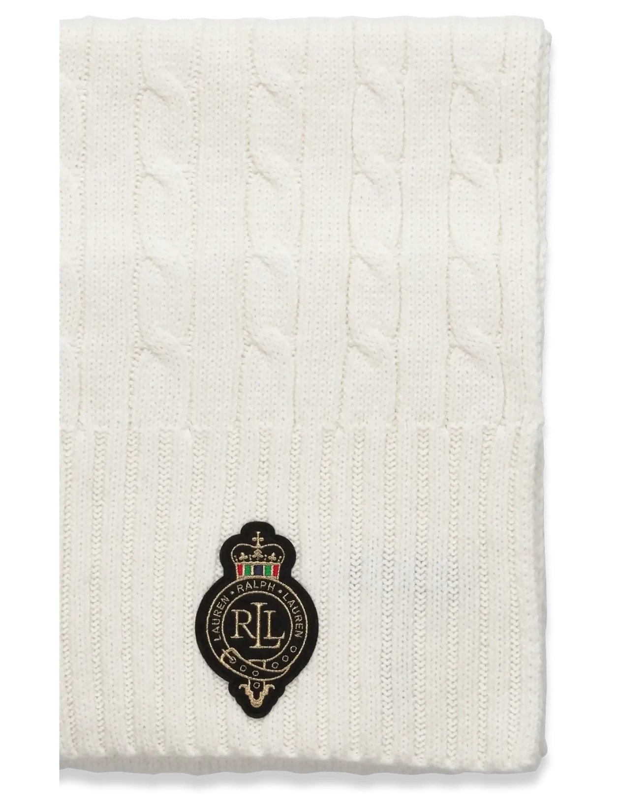 Crest-Patch Cable-Knit Scarf - Halstørklæder