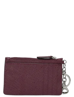 Crosshatch Leather Zip Card Case - Kortholdere