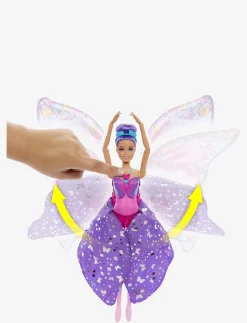 Dance and Flutter Doll with 2-in-1 Transformation from Dancer to Butterfly, Purple Hair - Dukker