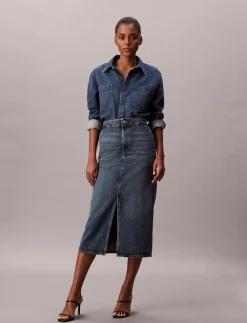 DENIM CARPENTER SKIRT TINTED ORC - Midinederdele