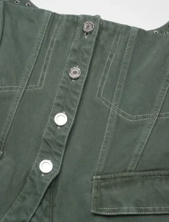 2393 Denim, Scoopneck Pockets Vest - Denimveste