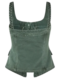 2393 Denim, Scoopneck Pockets Vest - Denimveste