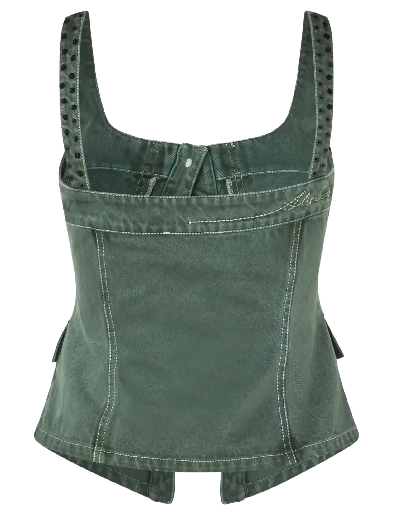 2393 Denim, Scoopneck Pockets Vest - Denimveste