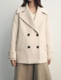 Double-breasted wool-blend coat - Uldfrakker