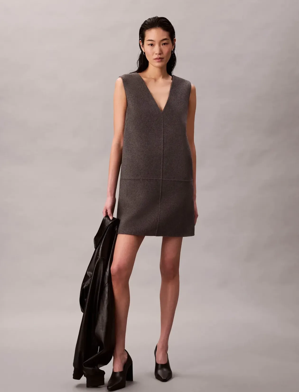 Doubleface V Neck Mini Shift Dre - Korte kjoler