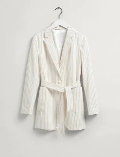 D2. PINSTRIPE BELTED BLAZER - Blazere med bælte