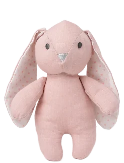 Elina, rabbit in cotton and linen fabric, pink - Tøjdyr