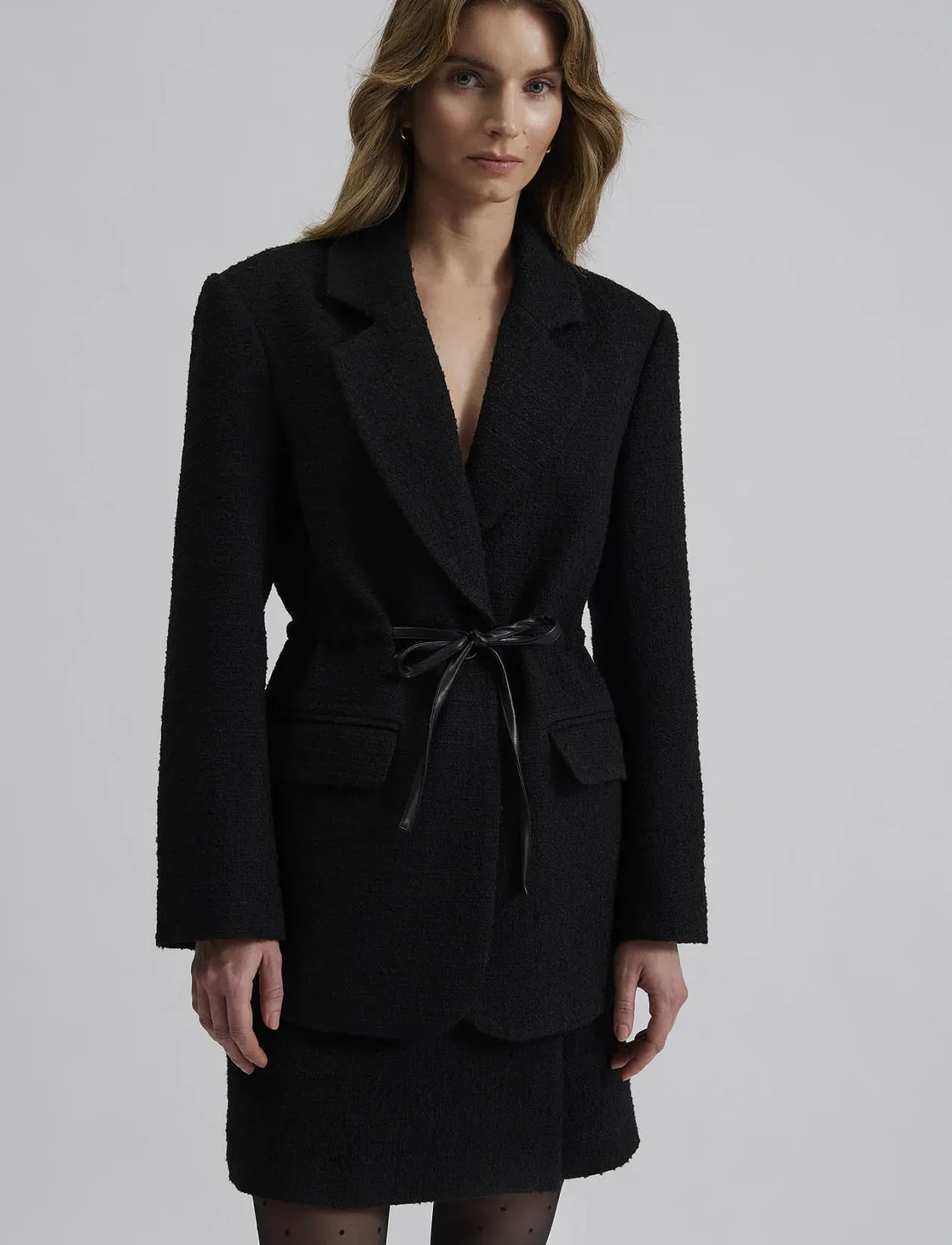 Elodie drawstring boucle blazer - Boucles