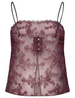 Embroidered sheer top - Ærmeløse toppe