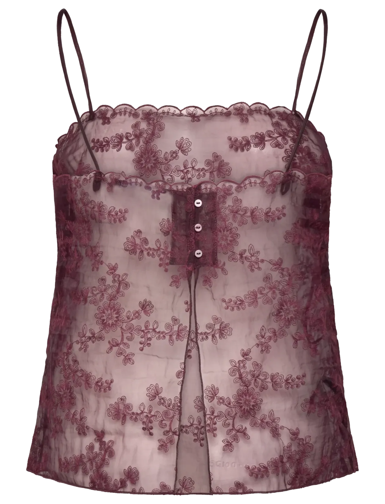 Embroidered sheer top - Ærmeløse toppe