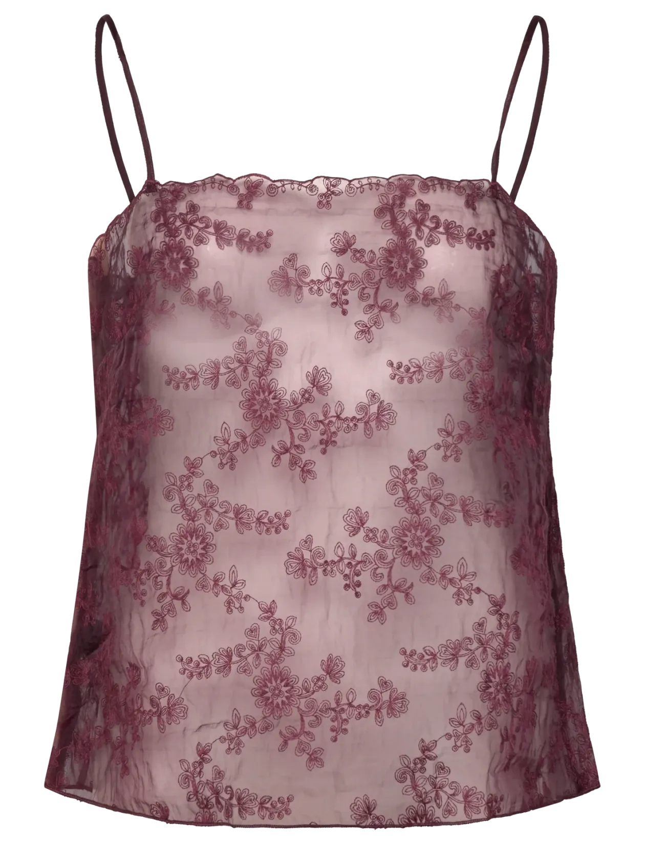 Embroidered sheer top - Ærmeløse toppe