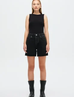 EVA SHORT CONTEMPT BLACK - Denim shorts