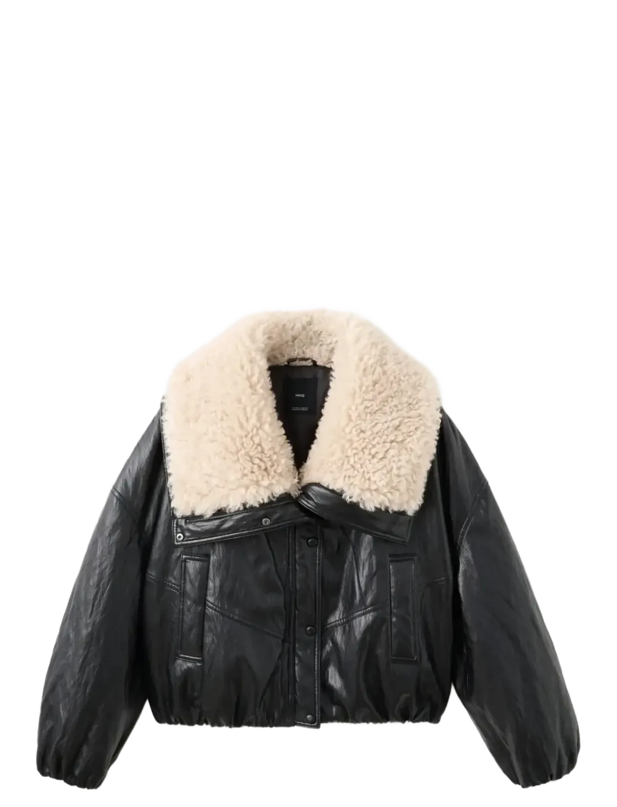 Faux-leather jacket with shearling collar - Læderjakker