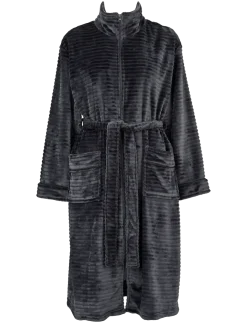 Fine fleece robe w. zipper - Morgenkåbe
