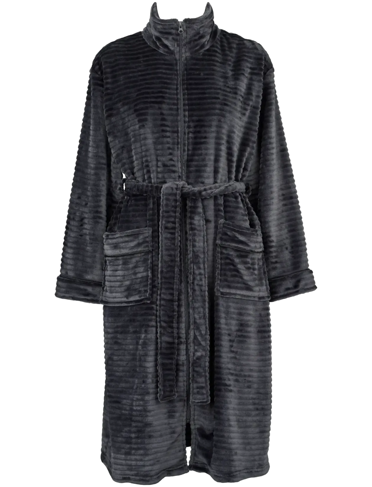 Fine fleece robe w. zipper - Morgenkåbe