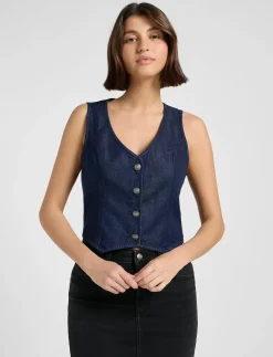 FITTED VEST - Denimveste
